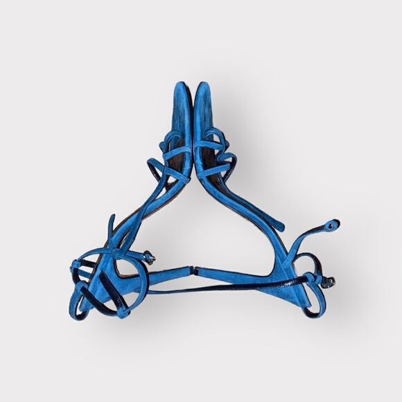 Delman Blue Suede Sandals Shoe Size 9 - Picture 5 of 7